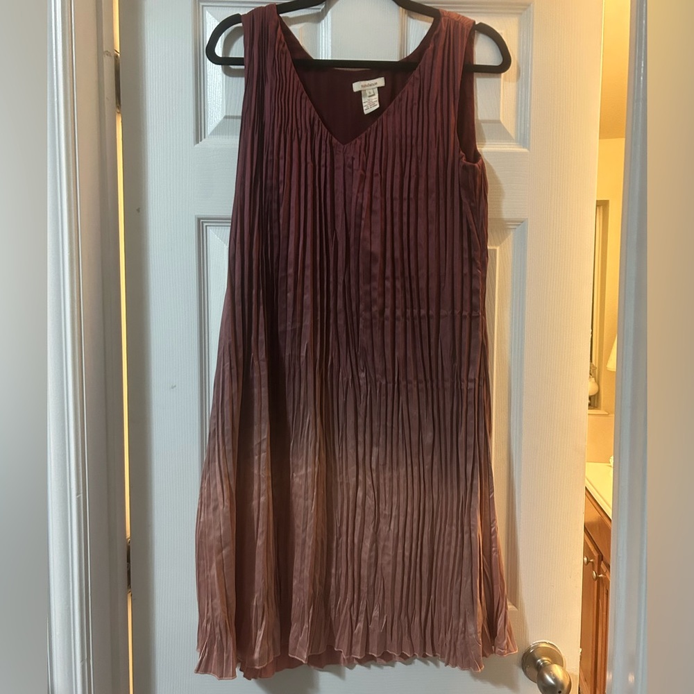 SUNDANCE Pleated silky plum ombre dress